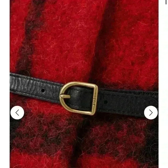 NWT POLO RALPH LAUREN
Buckled checked brush felt mini wrap skirt wool alpaca ble - Picture 5 of 9